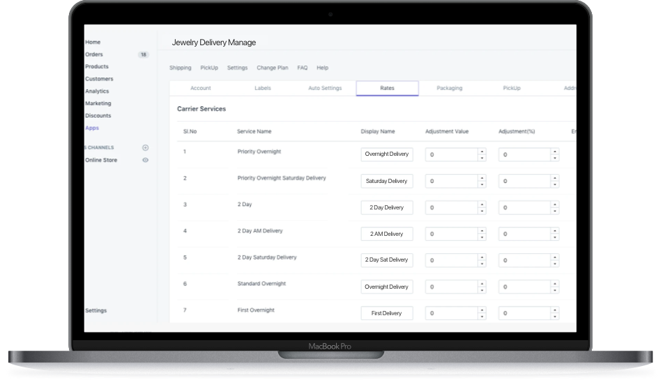  Manage Shipping Rates